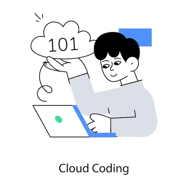 Un uomo tiene in mano un cartello di codifica cloud con il titolo 101 sopra.
