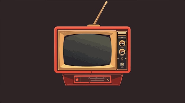 un vecchio televisore con un telaio rosso e uno sfondo marrone