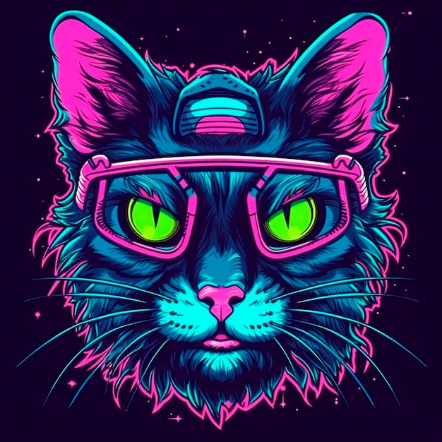 Un vettore cyberpunk gatto