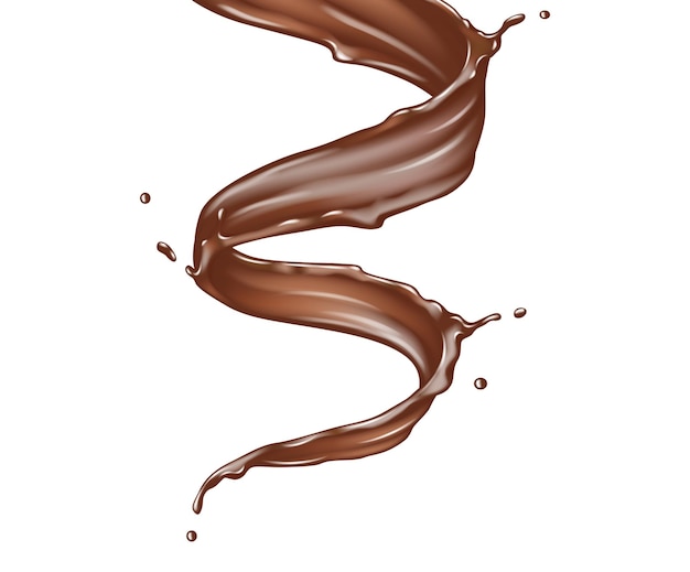 Un vortice di cioccolato su uno sfondo bianco