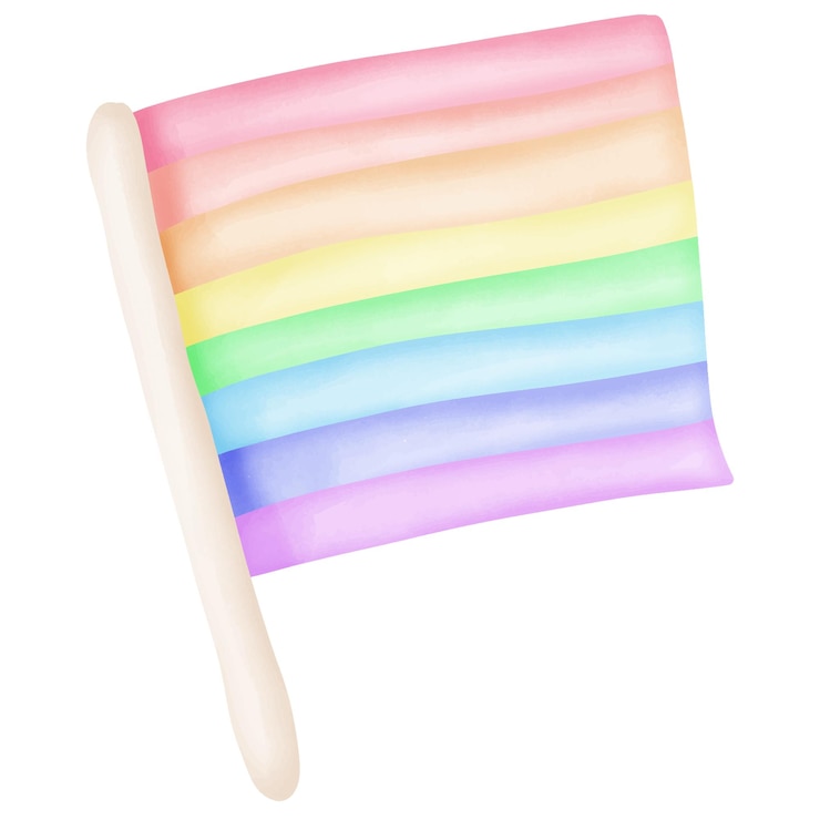 Vettore una bandiera color arcobaleno è su un bastone di legno