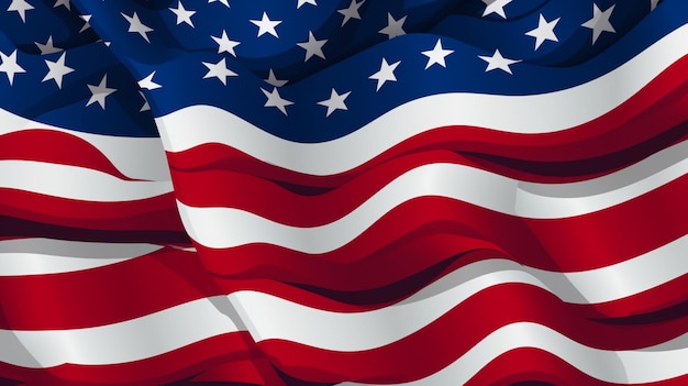 una bandiera è mostrata con le parole "bandiera americana" in basso