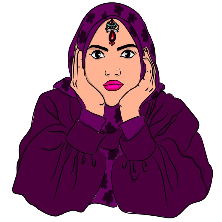 Vettore una bella ragazza musulmana con l'hijab