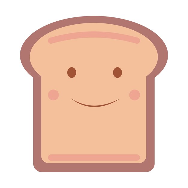 Una caricatura carinata di una fetta di pane che mostra un sorriso allegro