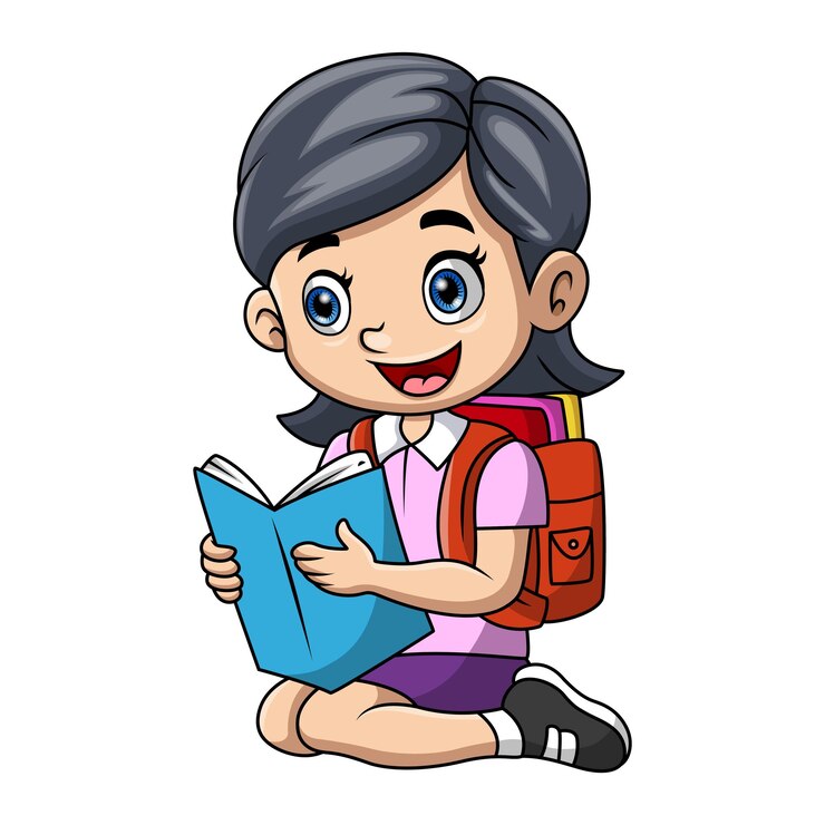 Una caricatura di una ragazza scolastica carina e felice