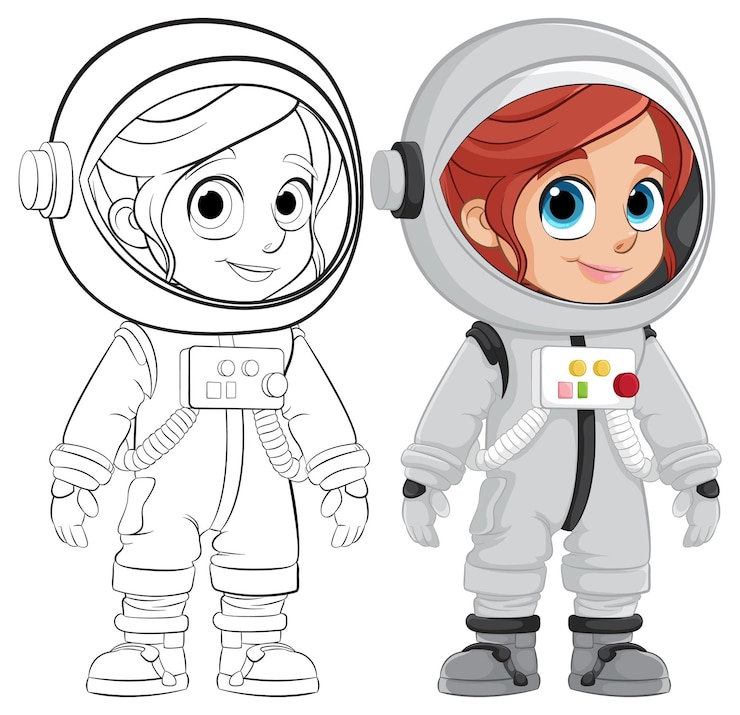 Vettore una carina illustrazione del personaggio dell'astronauta