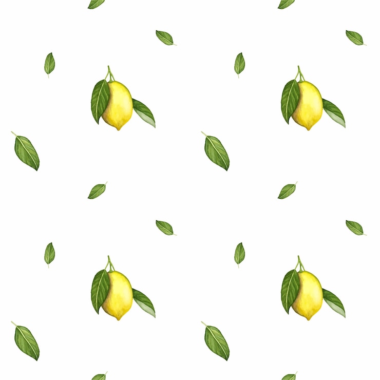 Vettore una carta da parati al limone bianca con foglie verdi e le parole "limone" in alto.