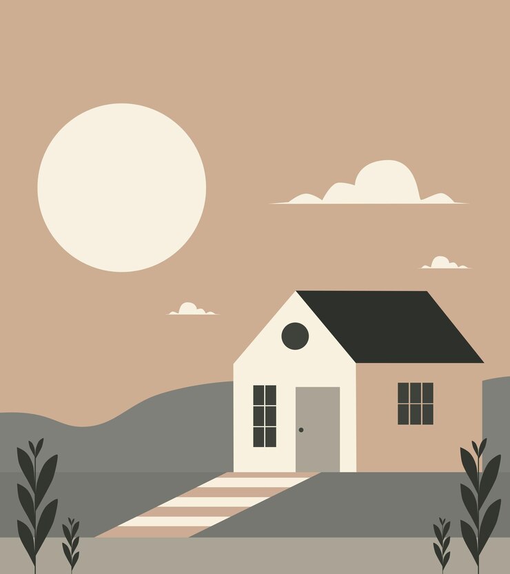 Una casa con scale davanti a disegno minimalista