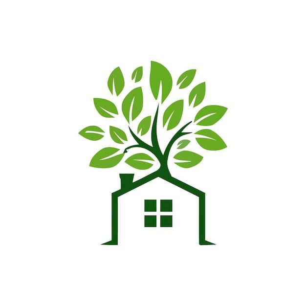 una casa con un albero in cima