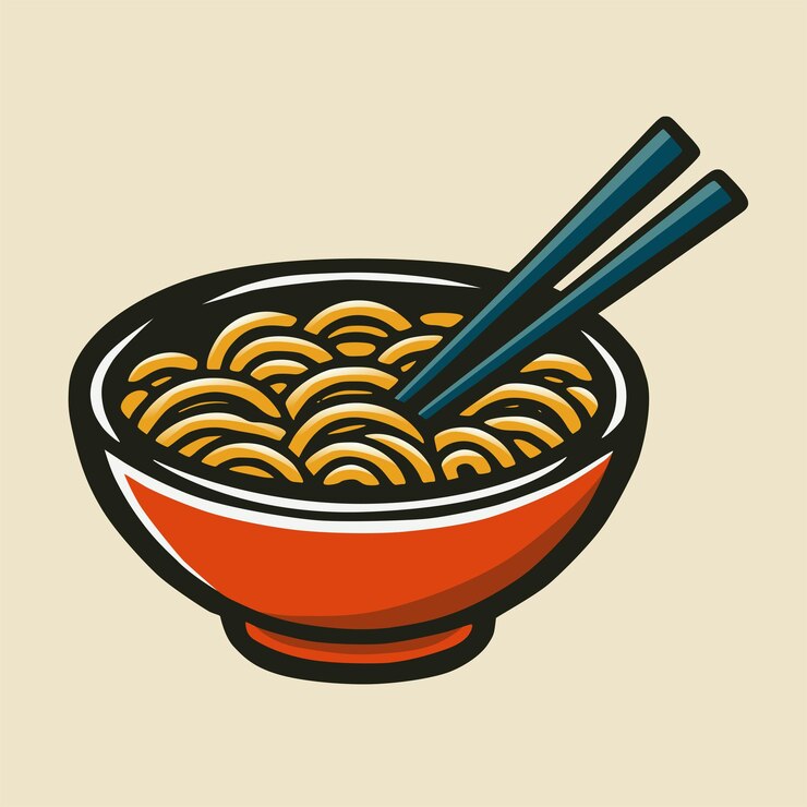 una ciotola di tagliatelle con le bacchette