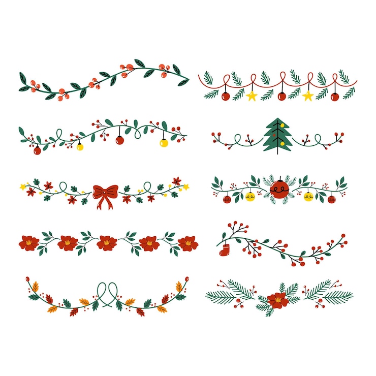 una collezione di biglietti di Natale tra cui un albero di fiori e una lettera