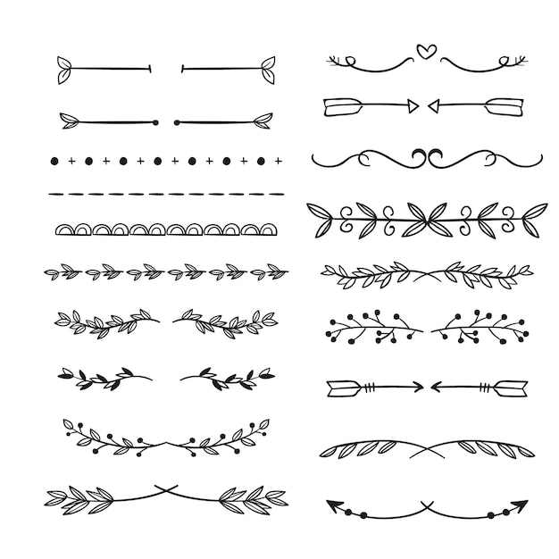 una collezione di nastri disegnati a mano e altri disegni