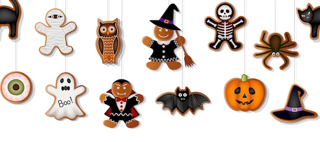 una collezione di oggetti di Halloween tra cui una strega e una zucca