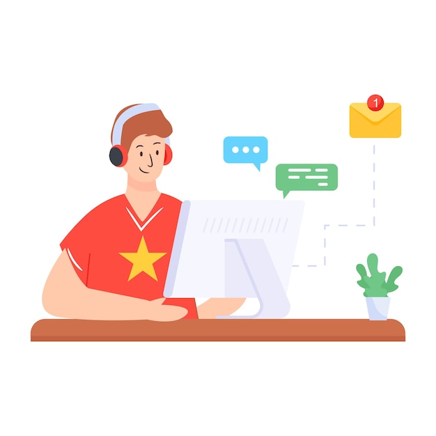 Una consulenza online nel design dell'illustrazione piatta