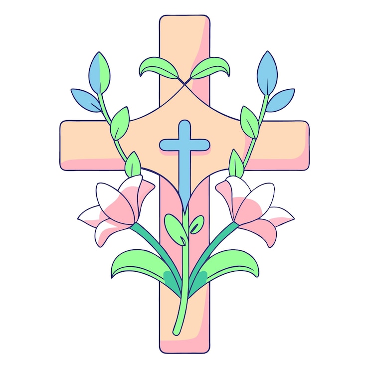Vettore una croce con dei fiori su di essa e una cross con una cross su di essa