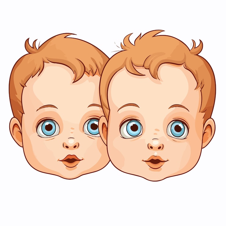 Vettore una dolce illustrazione di due facce di bambini su uno sfondo bianco