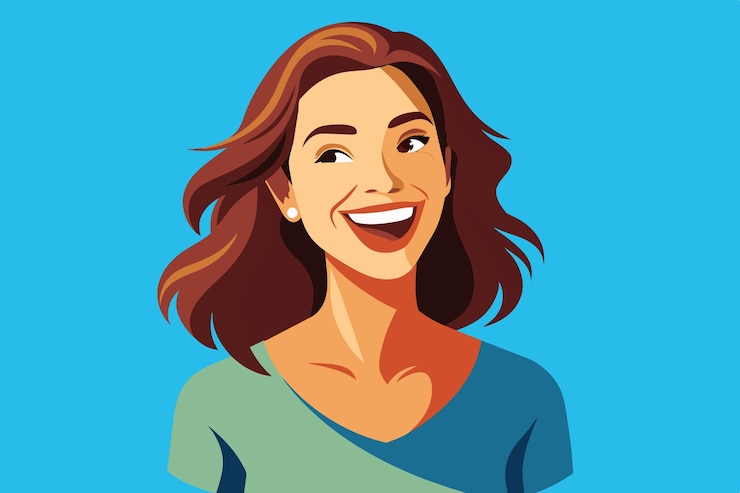 Vettore una donna con il sorriso sul volto