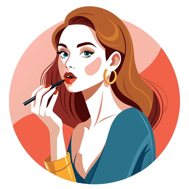 Vettore una donna con un trucco che dice "quot makeup quot"