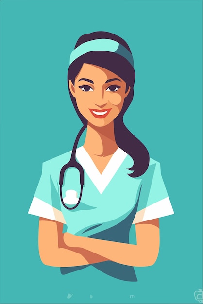 Una donna in camice blu e uno stetoscopio