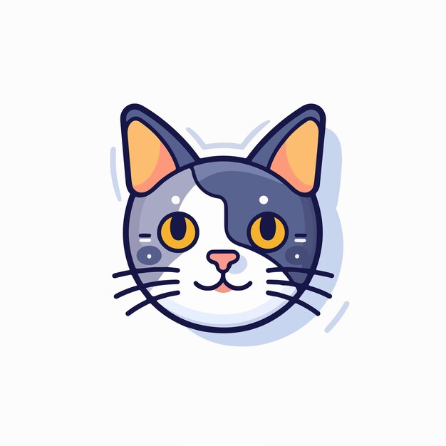 Una faccia da gatto con un occhio giallo.