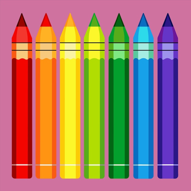 una fila di matite colorate con colori diversi su di loro