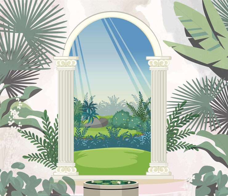 una finestra con un arco che dice quote palme quote