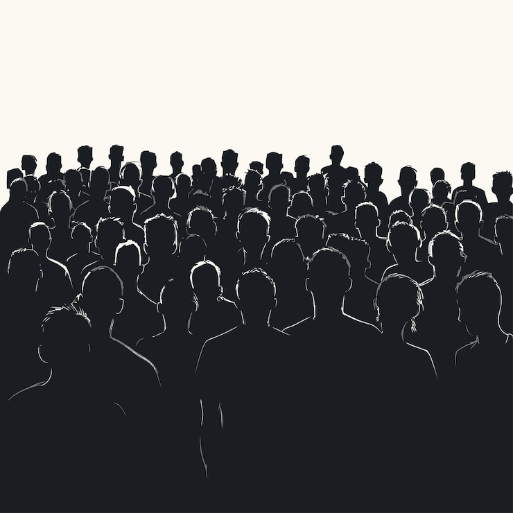 Vettore una folla di persone in piedi in una folla una delle quali è una persona con una camicia che dice quot no quot