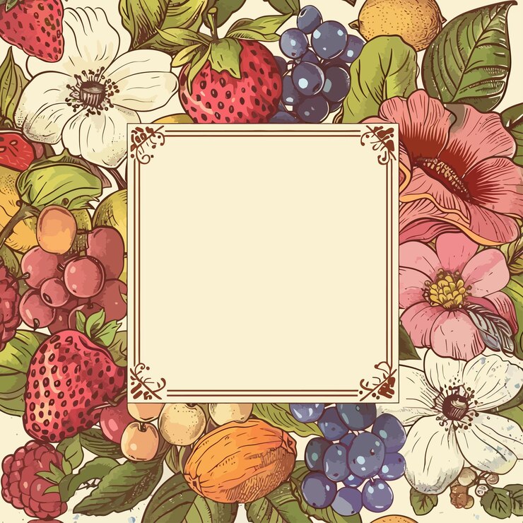 Vettore una foto colorata con fiori e bacche su di essa
