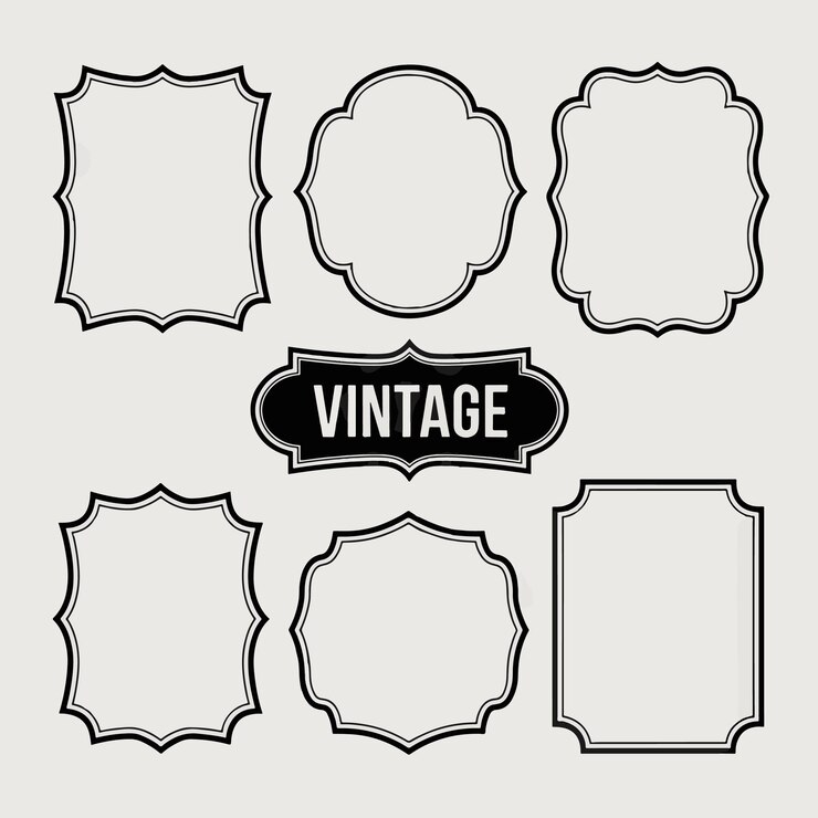Vettore una foto in bianco e nero di una cornice vintage con un bordo nero