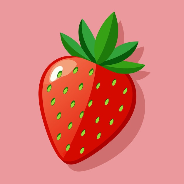 una fragola con macchie verdi su di essa e uno sfondo rosso