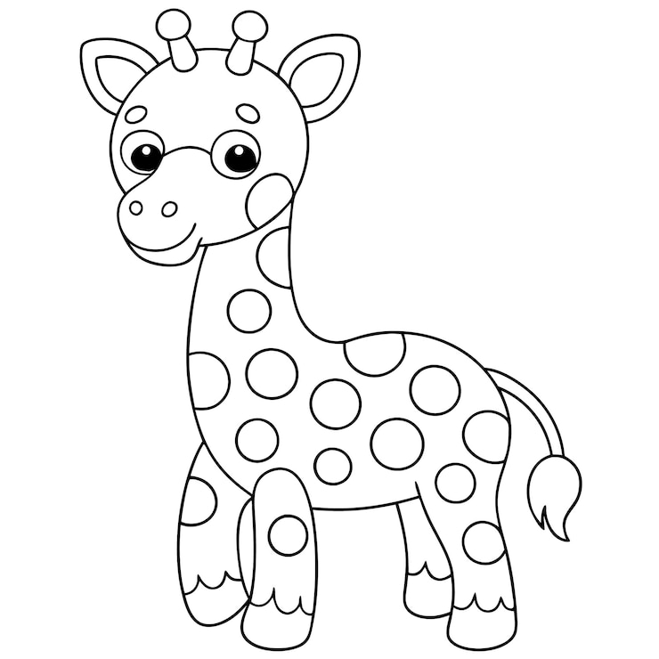 Vettore una giraffa con un disegno in bianco e nero di una giraffa