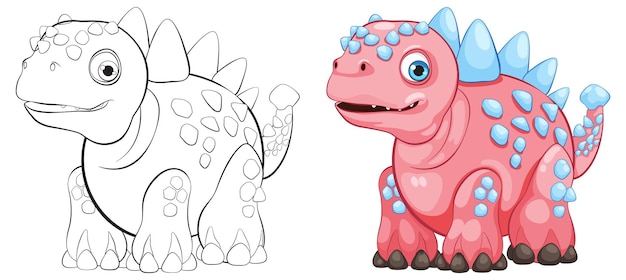 Una graziosa illustrazione di un dinosauro.