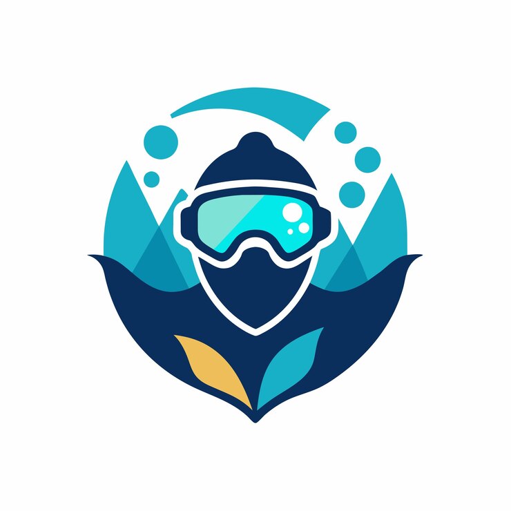 Vettore una immersione subacquea minimalista sotto l'acqua logo illustrazione artistica vettoriale 1