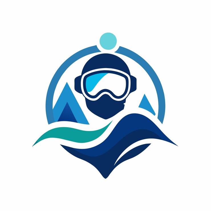 Vettore una immersione subacquea minimalista sotto l'acqua logo illustrazione artistica vettoriale 4