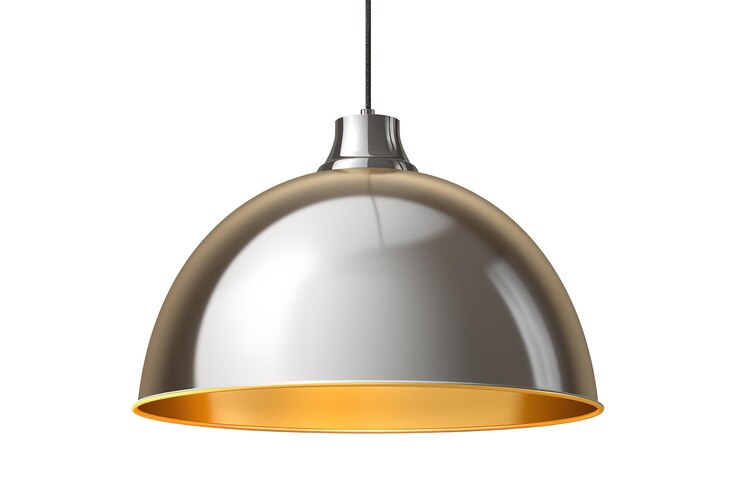 Vettore una lampada a sospensione con finitura dorata