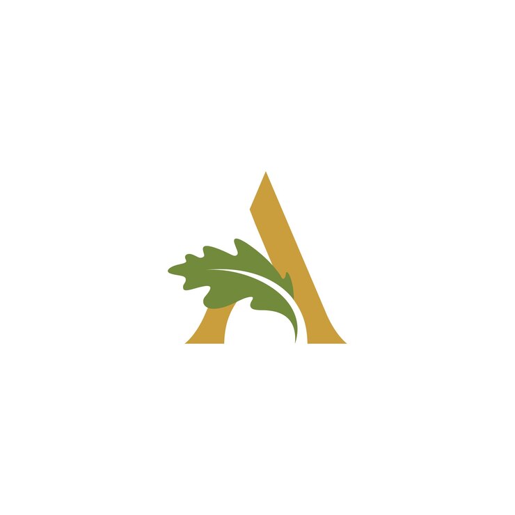Una lettera di foglia di quercia logo simbolo iniziale di lusso