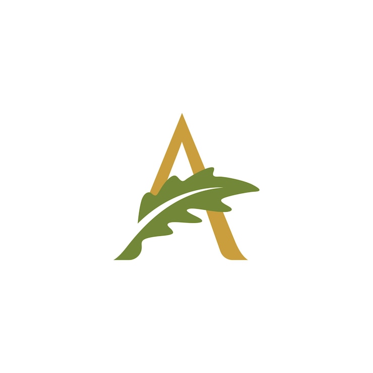 Una lettera illustrazione di foglia di quercia simbolo del logo minimalista