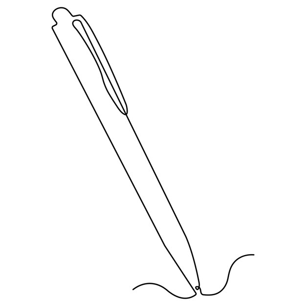 Una linea continua di scrittura a penna su un foglio illustrazione vettoriale del contorno