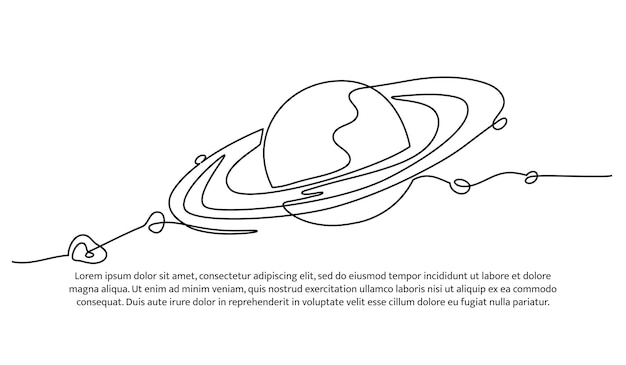 Una linea continua di visualizzazione del sistema solare Vector illustrazione di minimalista