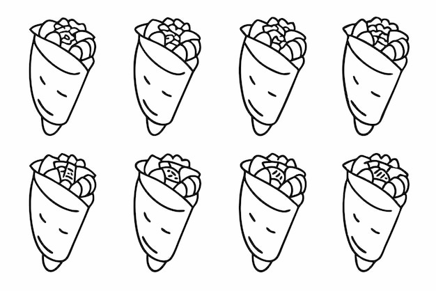 una linea di diversi gelati con una linea di diverse forme