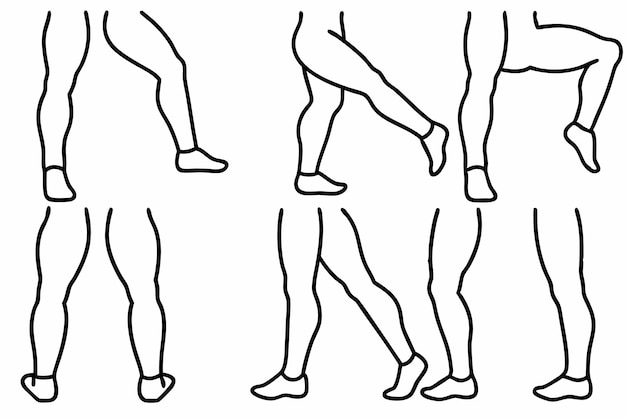 una linea di gambe e le gambe di un uomo con le gambe incrociate
