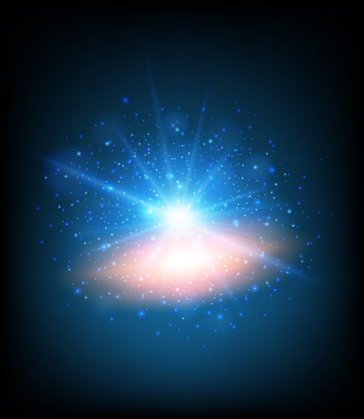 Vettore una luce blu nello spazio