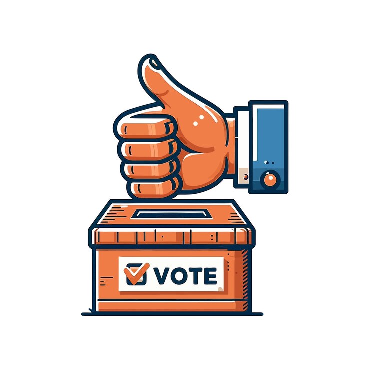 una mano che fa un segno con i pollici in alto che dice votare