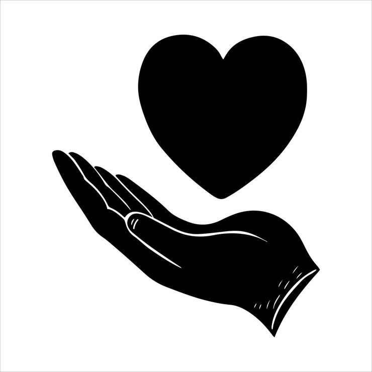 Vettore una mano che offre una silhouette di cuore