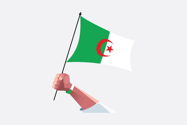 Una mano che tiene la bandiera algerina Bandiera dell'Algeria