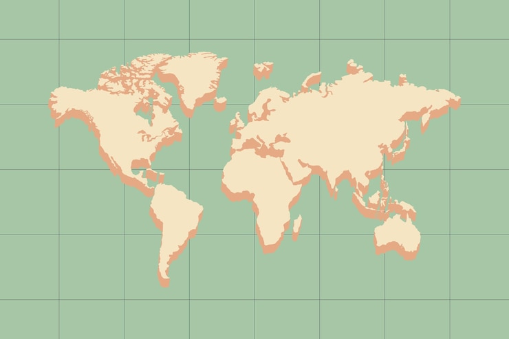 Vettore una mappa del mondo con le parole " il mondo " su di essa