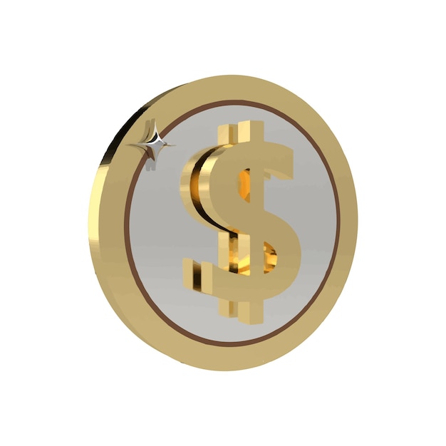 Una moneta d'oro e bianca con sopra il simbolo del dollaro