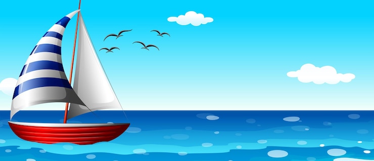 Vettore una nave nell'oceano