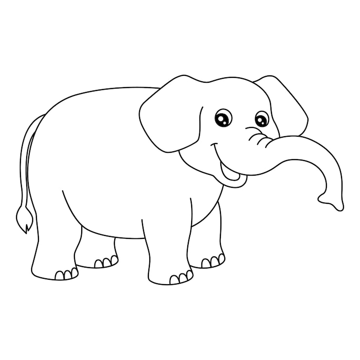 Vettore una pagina da colorare carina e divertente di un elefante. offre ore di divertimento da colorare per i bambini. da colorare, questa pagina è molto facile. adatto a bambini piccoli e bambini piccoli.