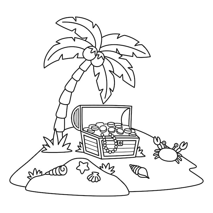 Vettore una pagina da colorare carina e divertente di un'isola fornisce ore di divertimento da colorare per i bambini colorare questa pagina è molto semplice adatto a bambini piccoli e bambini piccoli